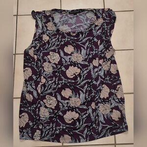 Banana Republic Floral Sleeveless Blouse – Purple – Size S